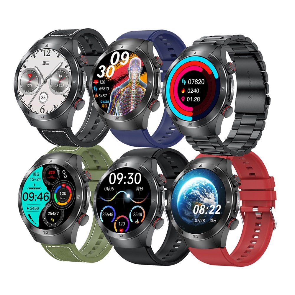 Vanssa New smart watch E800 1.49 inch round AMOLED screen BT SOS Call ECG Blood Pressure Health Monitor smartwatch